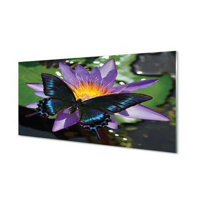 Panel Szklany Kwiat motyl