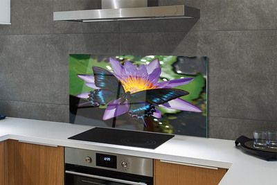 Panel Szklany Harmonia Natury: Kwiat i Motyl