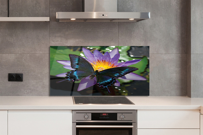 Panel Szklany Harmonia Natury: Kwiat i Motyl