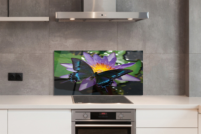 Panel Szklany Harmonia Natury: Kwiat i Motyl