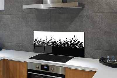 Panel szklany do Kuchni Czarno-Biały Zapis Nutowy