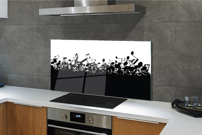 Panel szklany do Kuchni Czarno-Biały Zapis Nutowy