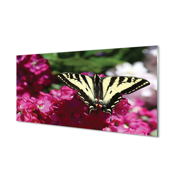 Panel Szklany Kwiaty motyl