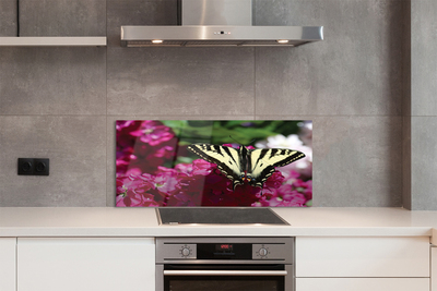 Panel Kuchenny Szklany Motyl na Łące Kwiatowej