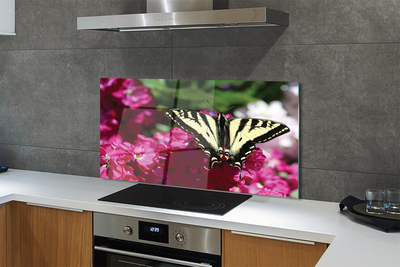 Panel Kuchenny Szklany Motyl na Łące Kwiatowej