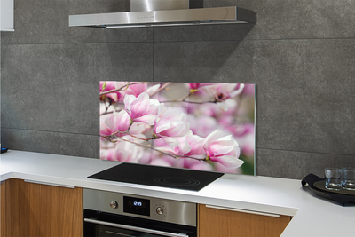 Panel Kuchenny Szklany Białe Kwiaty na Drzewach