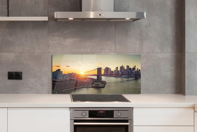 Panel szklany do Kuchni Wschód Słońca nad Mostem Rzecznym