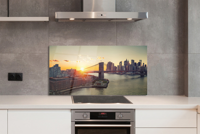 Panel szklany do Kuchni Wschód Słońca nad Mostem Rzecznym