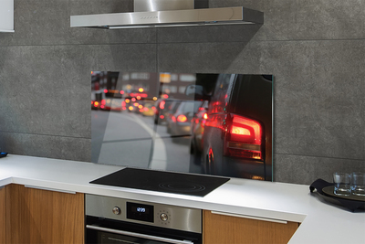 Panel szklany do Kuchni Korki i Światła Wielkiego Miasta