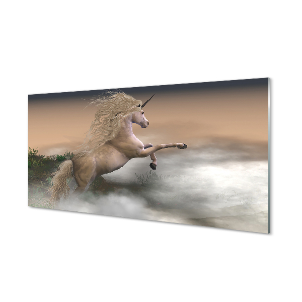 Szkło do Kuchni na Ścianę Magiczny Jednorożec w Chmurach