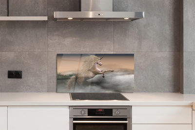 Szkło do Kuchni na Ścianę Magiczny Jednorożec w Chmurach