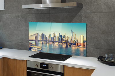 Panel szklany do Kuchni Rzeczna Panorama z Mostem