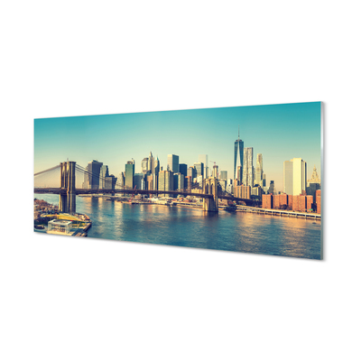 Panel szklany do Kuchni Rzeczna Panorama z Mostem