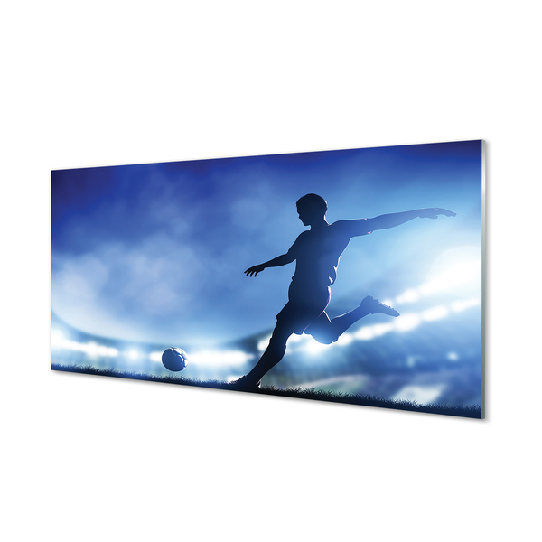 Szklany Panel Piłkarz w Blasku Neonów