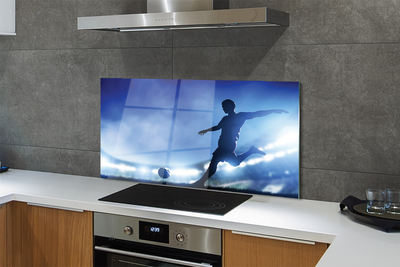 Szklany Panel Piłkarz w Blasku Neonów