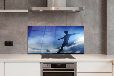 Szklany Panel Piłkarz w Blasku Neonów