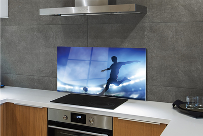 Szklany Panel Piłkarz w Blasku Neonów