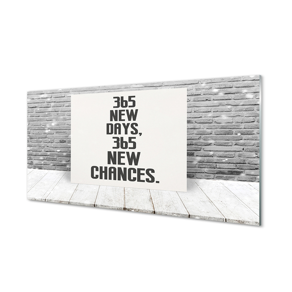 Szkło Ozdobne do Kuchni Napis na Ceglanym Murze