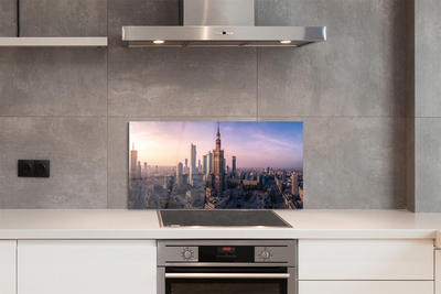 Panel szklany do Kuchni Poranny Blask nad Centrum Warszawy