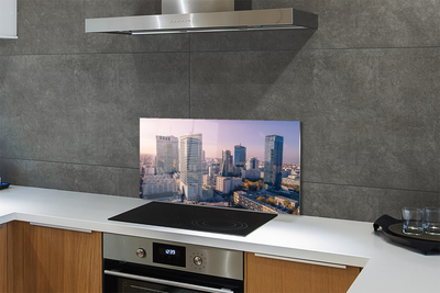 Szkło Ozdobne do Kuchni Panorama Warszawskich Wieżowców