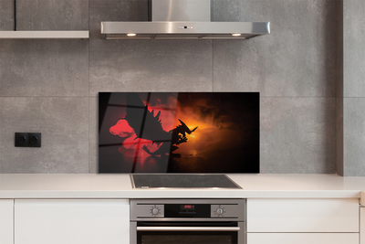 Szklany Panel Czarny Smok wśród Chmur