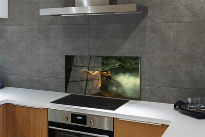 Szkło do Kuchni na Ścianę Kobieta-Drzewo pod Chmurami