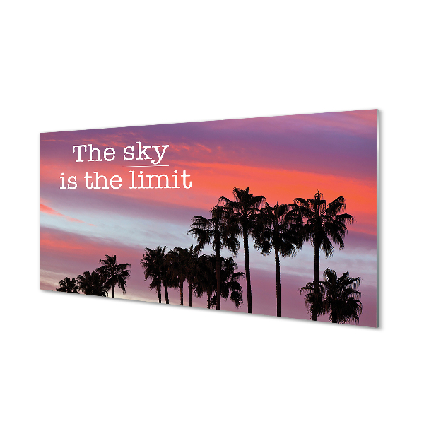 Szkło Ozdobne do Kuchni Napis pod Palmami o Zachodzie