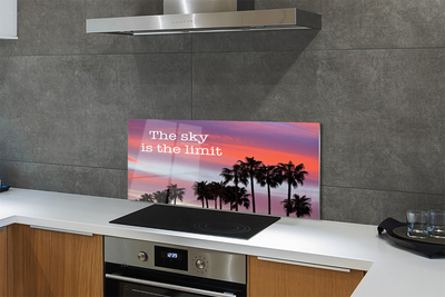 Szkło Ozdobne do Kuchni Napis pod Palmami o Zachodzie