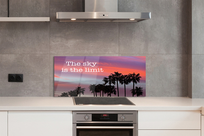 Szkło Ozdobne do Kuchni Napis pod Palmami o Zachodzie