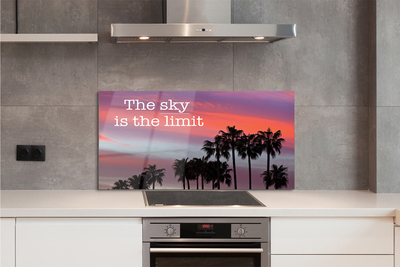 Szkło Ozdobne do Kuchni Napis pod Palmami o Zachodzie