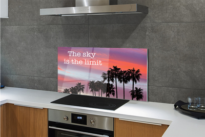 Szkło Ozdobne do Kuchni Napis pod Palmami o Zachodzie