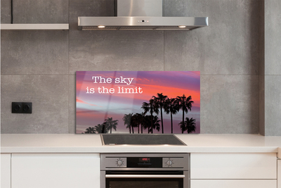 Szkło Ozdobne do Kuchni Napis pod Palmami o Zachodzie