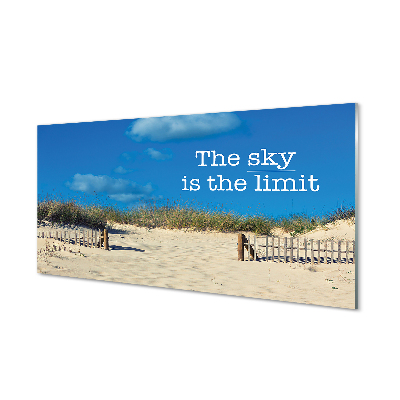 Szklany Panel Napis na Piaszczystej Plaży