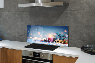 Szklany Panel Wigilijna Świeca i Śnieg