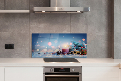 Szklany Panel Wigilijna Świeca i Śnieg