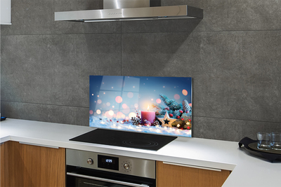 Szklany Panel Wigilijna Świeca i Śnieg