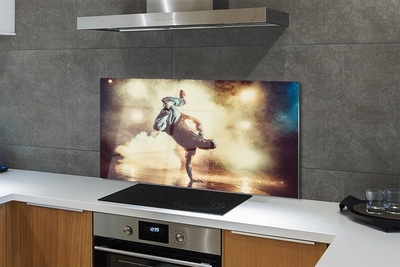 Panel szklany do Kuchni Mężczyzna w Tańcu z Dymem