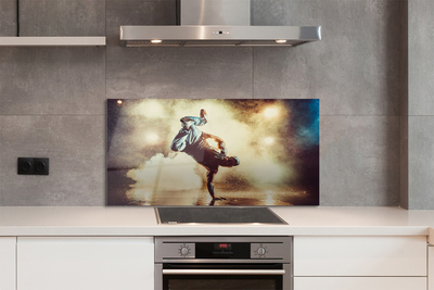 Panel szklany do Kuchni Mężczyzna w Tańcu z Dymem