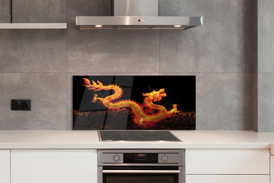 Szklany Panel Majestatyczny Złoty Smok