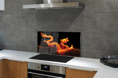 Szklany Panel Majestatyczny Złoty Smok