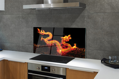 Szklany Panel Majestatyczny Złoty Smok