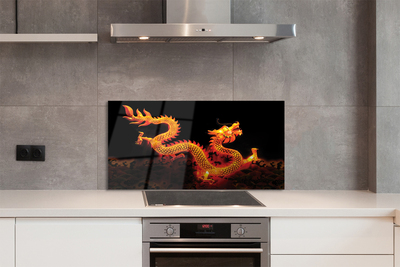 Szklany Panel Majestatyczny Złoty Smok