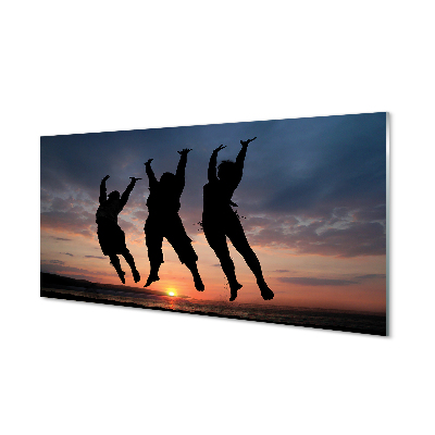 Szklany Panel Ludzie na tle Zachodu i Chmur