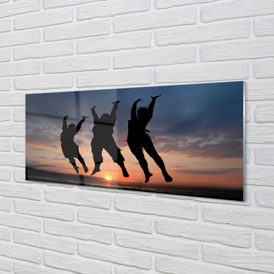 Szklany Panel Ludzie na tle Zachodu i Chmur