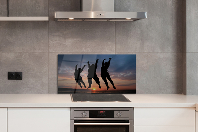 Szklany Panel Ludzie na tle Zachodu i Chmur