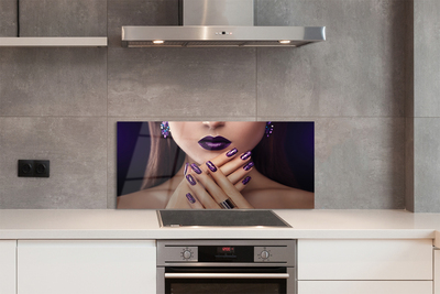 Szklany Panel Kobieta z Fioletowymi Ustami