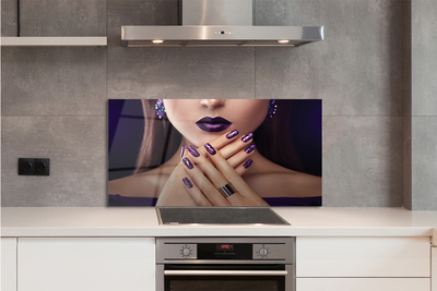 Szklany Panel Kobieta z Fioletowymi Ustami