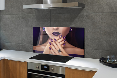 Szklany Panel Kobieta z Fioletowymi Ustami