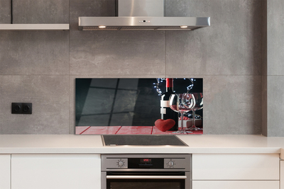 Szklany Panel Serce, Kieliszek Wina i Lampki