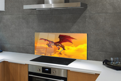 Szkło Ozdobne do Kuchni Smok na Niebie pełnym Chmur